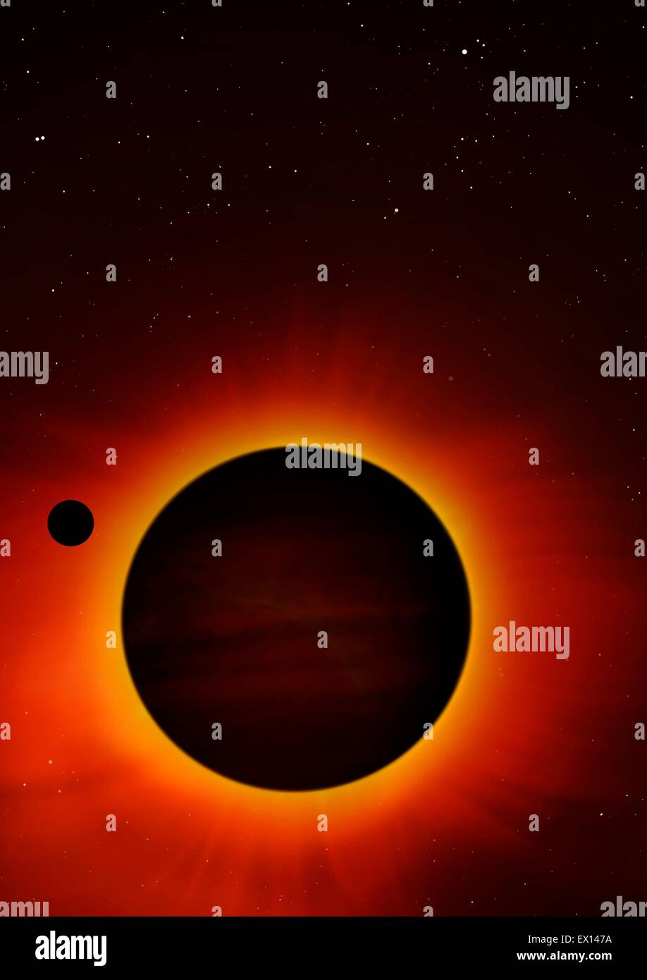 This illustration shows an extrasolar eclipsing its