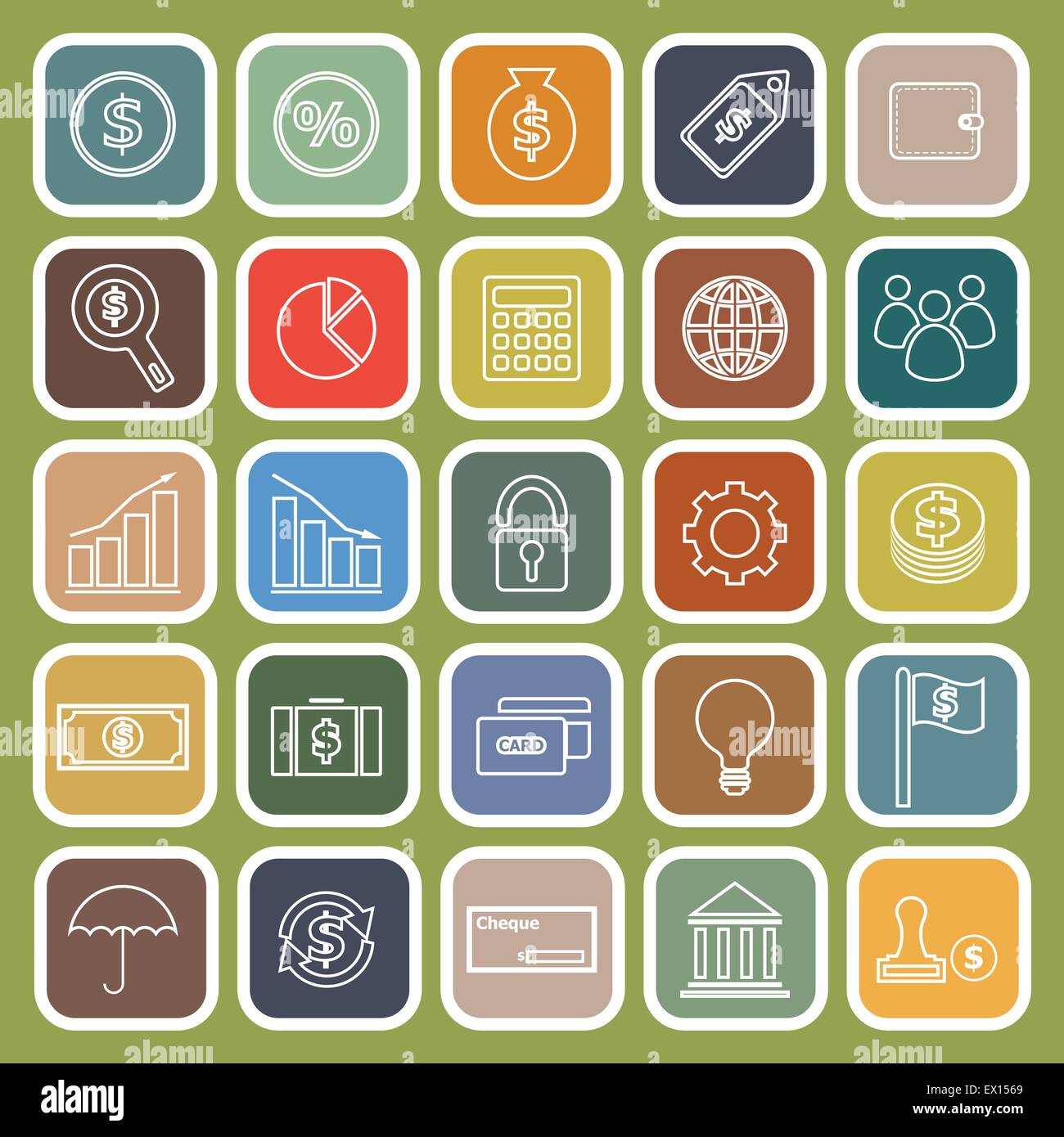 Finance line flat icons on white background, stock vector Stock Vector ...