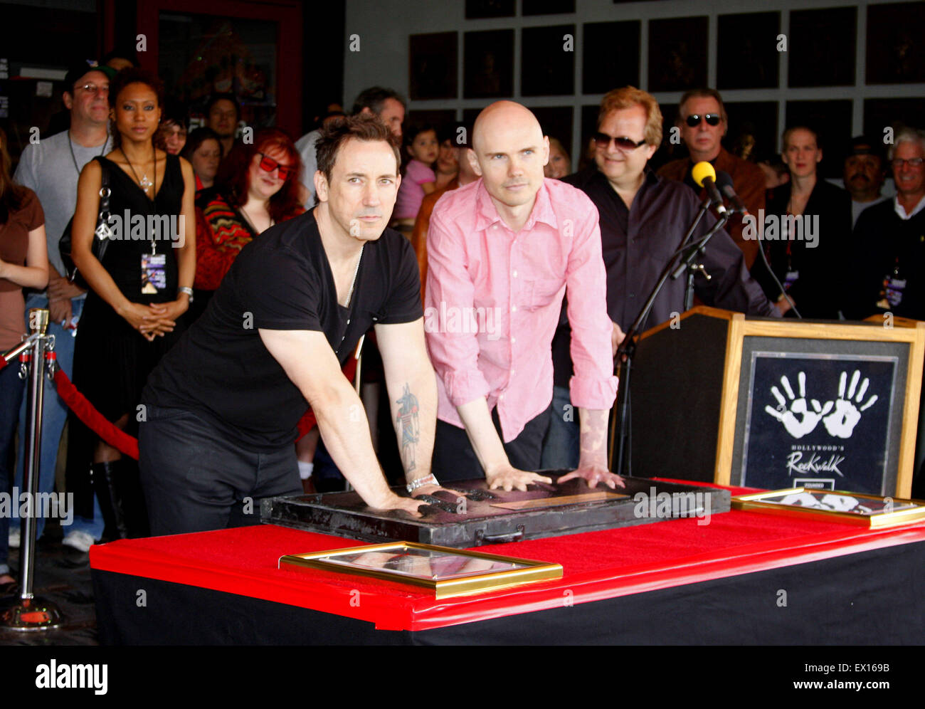 Billy Corgan and Jimmy Chamberlin attend the Hollywood's RockWalk inducts The Smashing Pumpkins Stock Photo