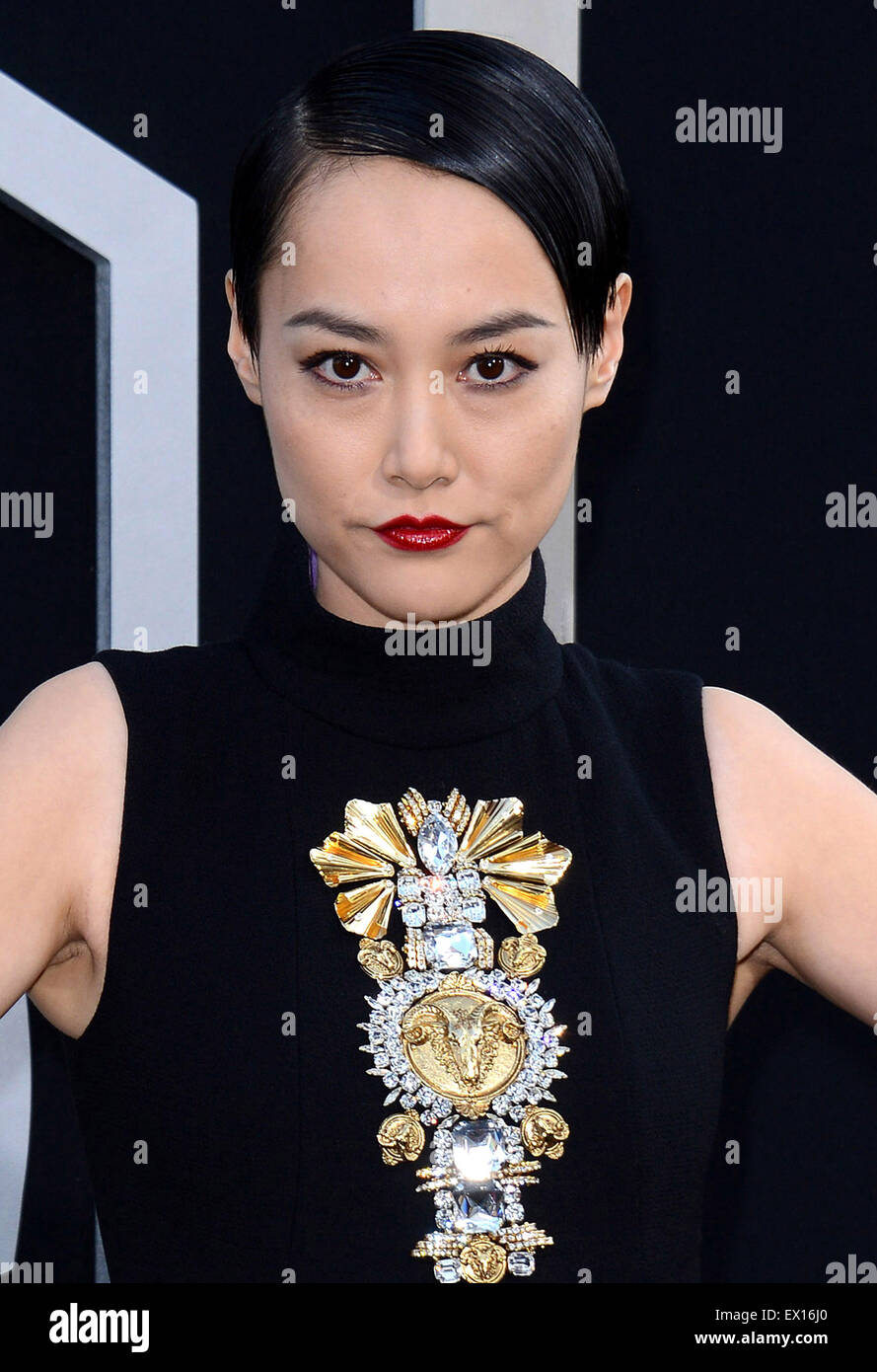 Rinko Kikuchi at the Los Angeles premiere of 'Pacific Rim' held at the Dolby Theatre in Hollywood on July 9, 2013. Stock Photo