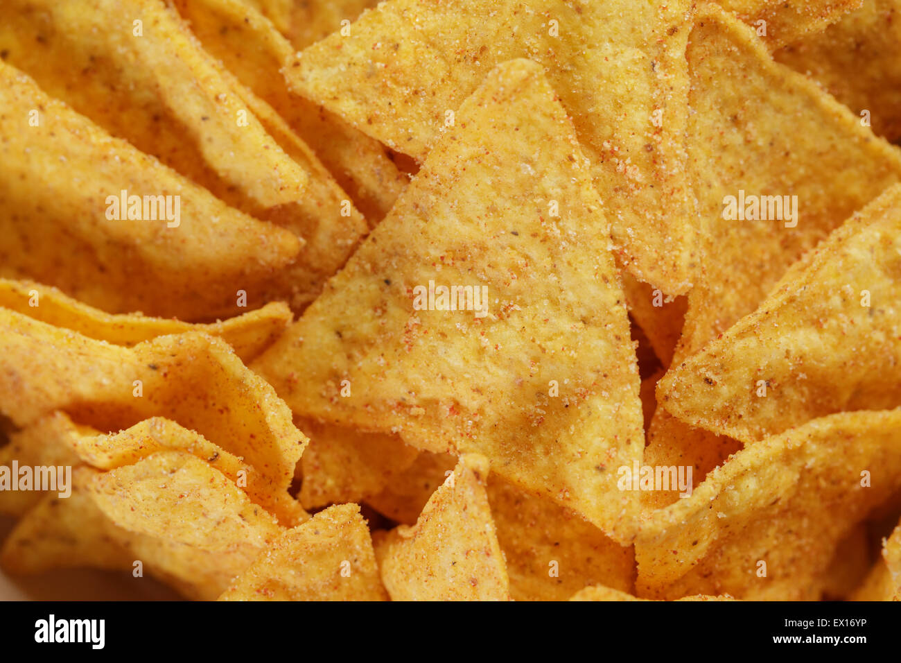 tortilla nachos background shot from above Stock Photo