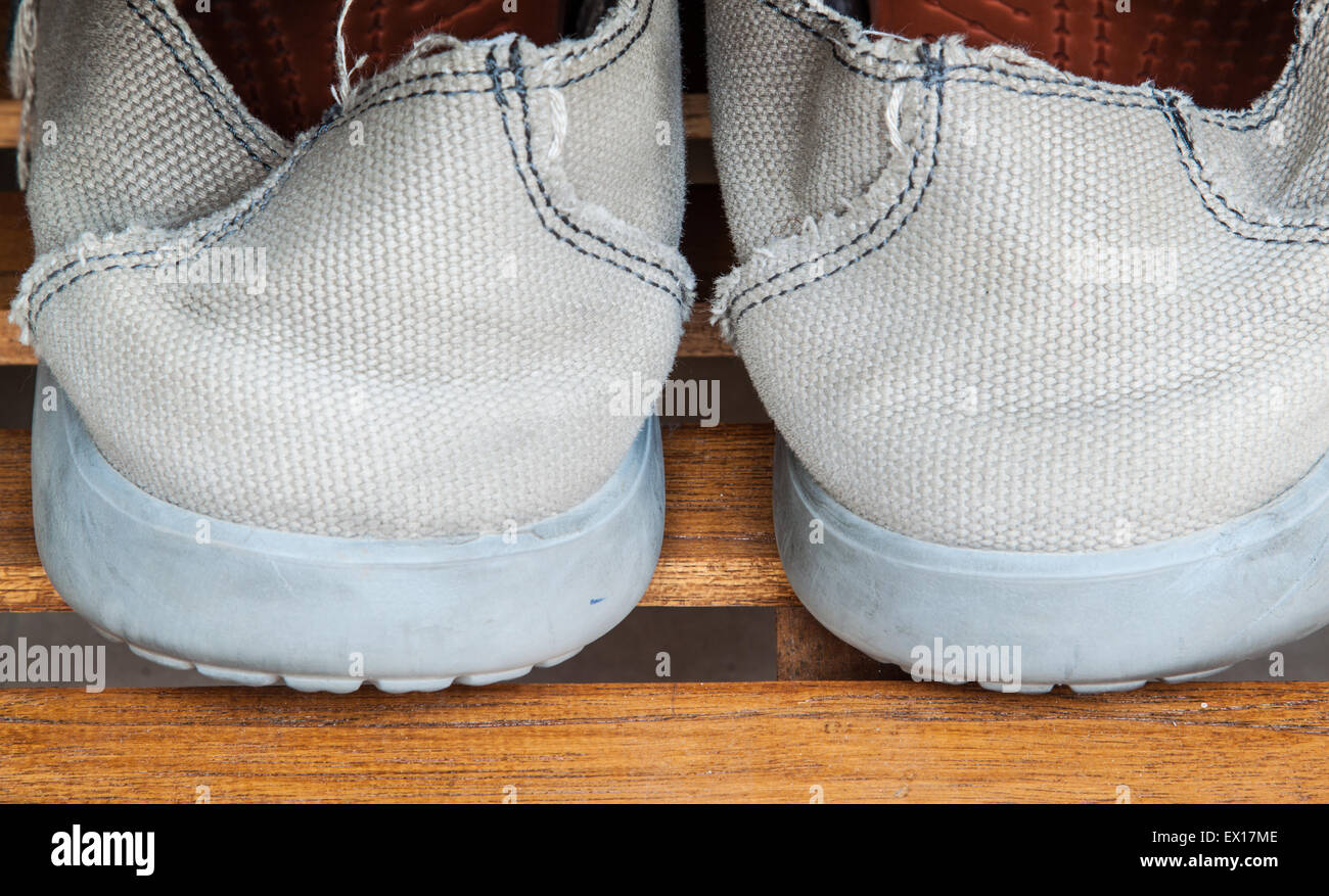 back shoes in the shoe Rack Stock Photo - Alamy