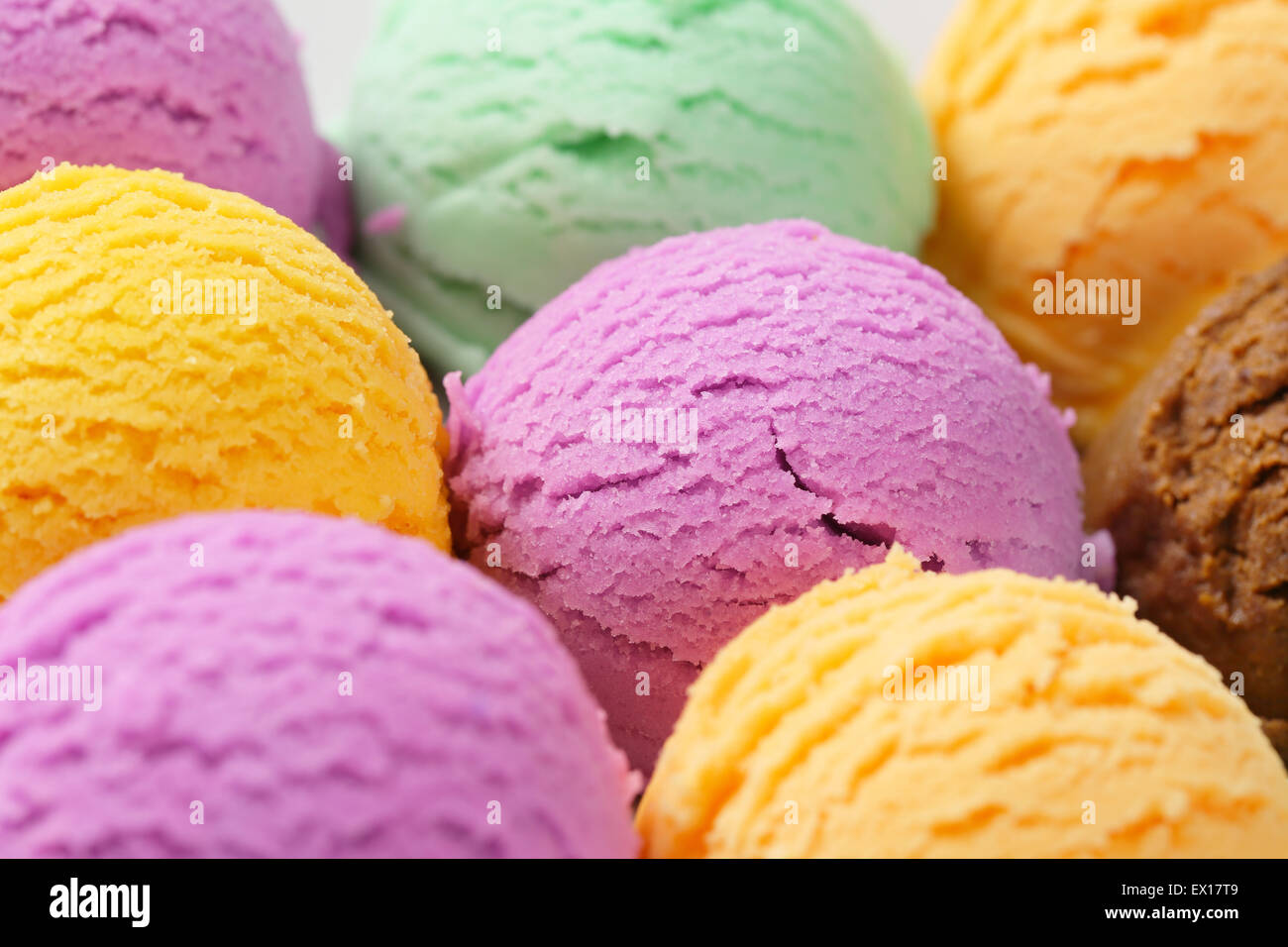 Scoops of ice cream assorted flavors Stock Photo Alamy