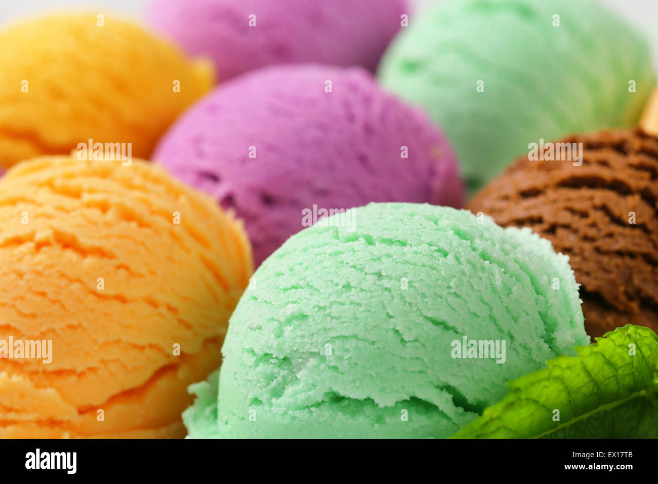 Scoops of ice cream assorted flavors Stock Photo Alamy