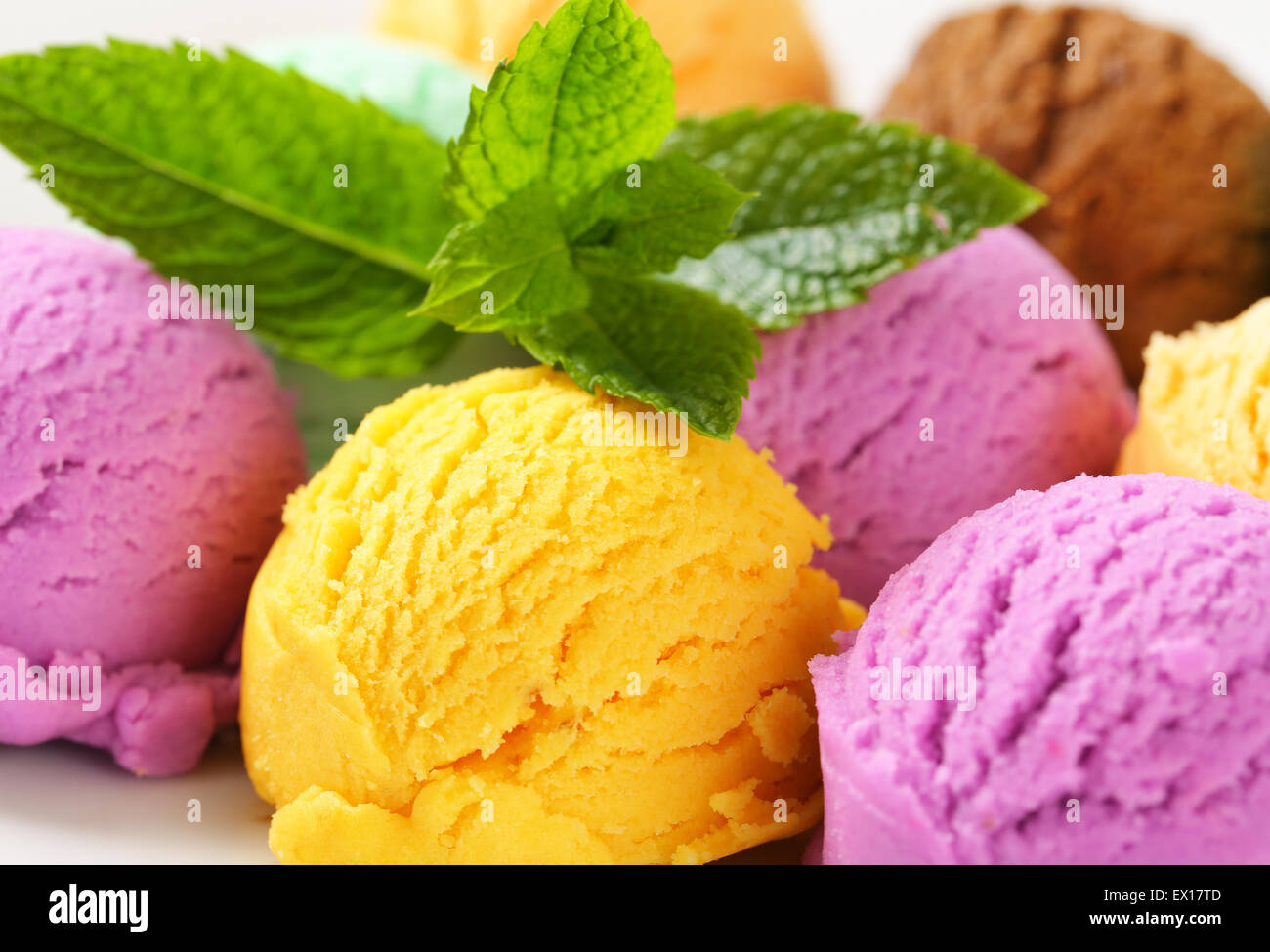 Scoops of ice cream assorted flavors Stock Photo Alamy
