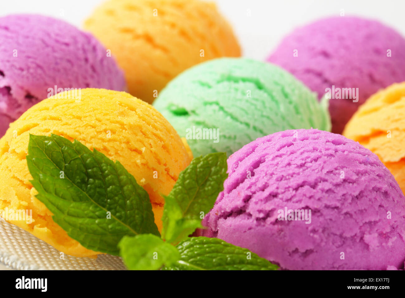 Scoops of ice cream assorted flavors Stock Photo Alamy