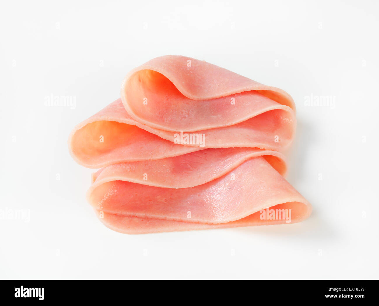 Studio shot of thinly sliced ham Stock Photo