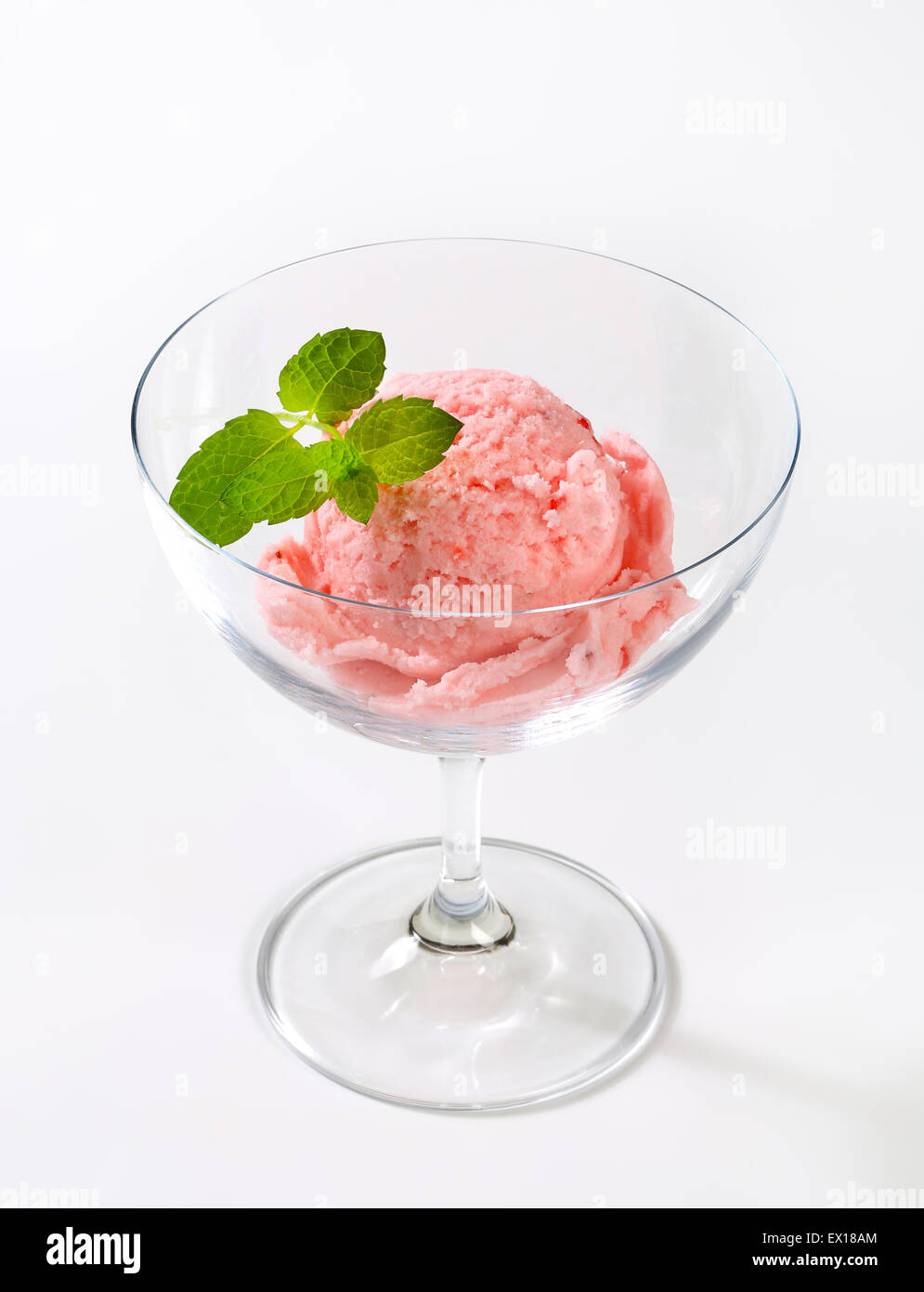 Scoop of strawberry ice cream in a coupe Stock Photo