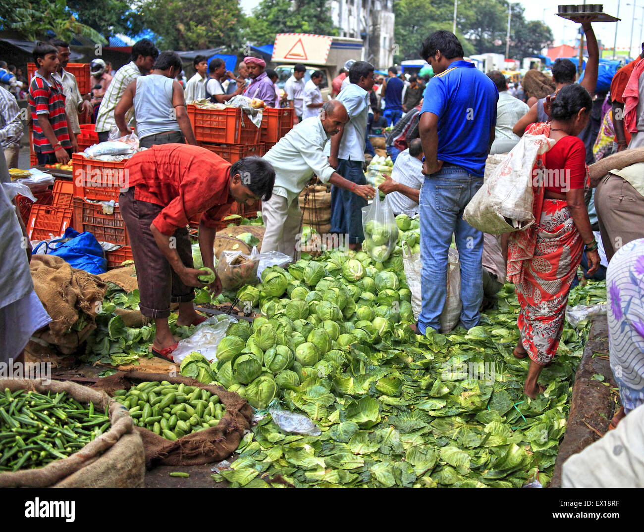 Aug. 22, 2014 22 aug 2014 Mumbai, India .The Dadar Vegetable Market at Mumbai.India, the