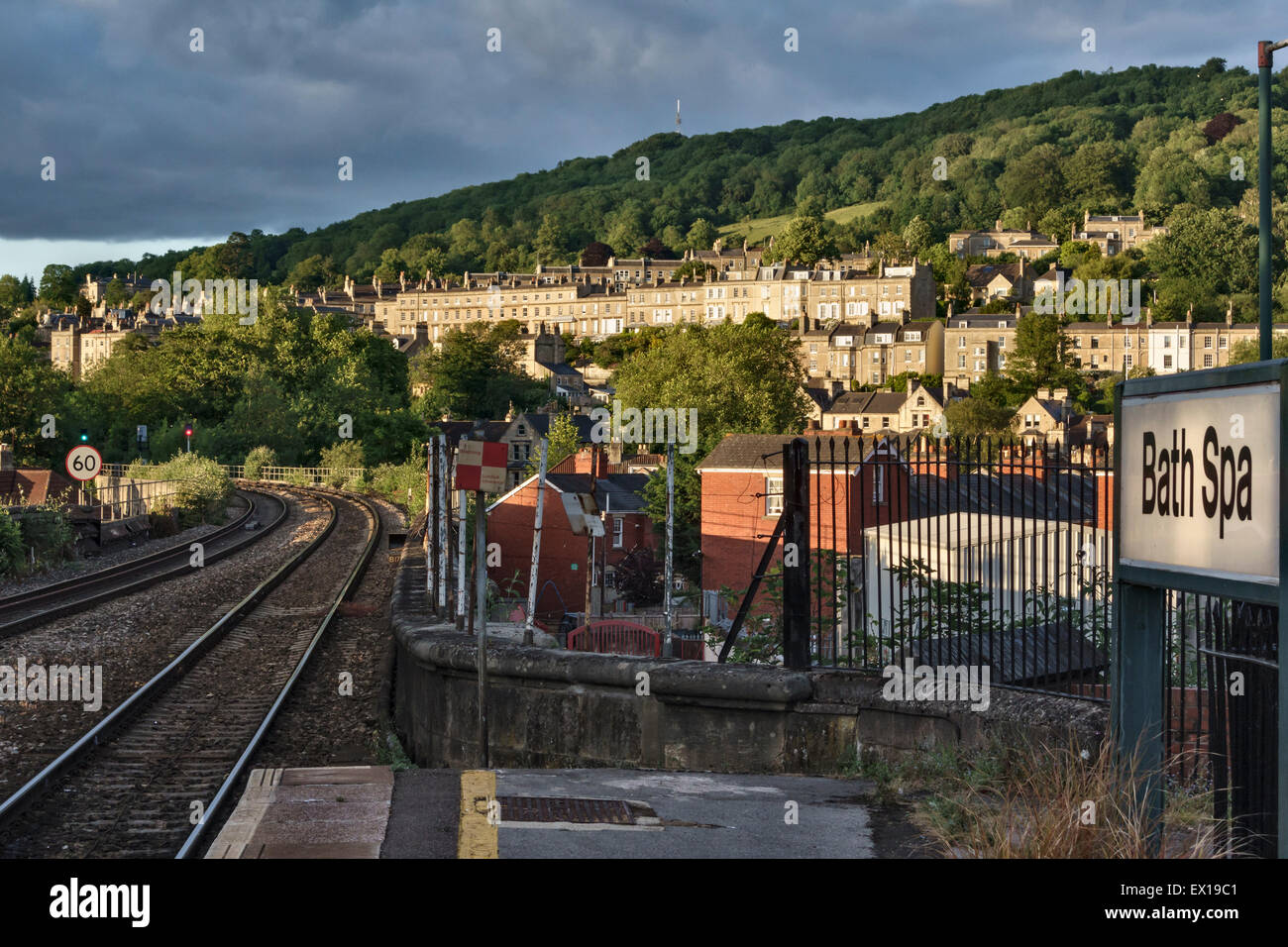 Bath, Somerset, UK. View from Bath Spa railway station, designed by Brunel Stock Photo