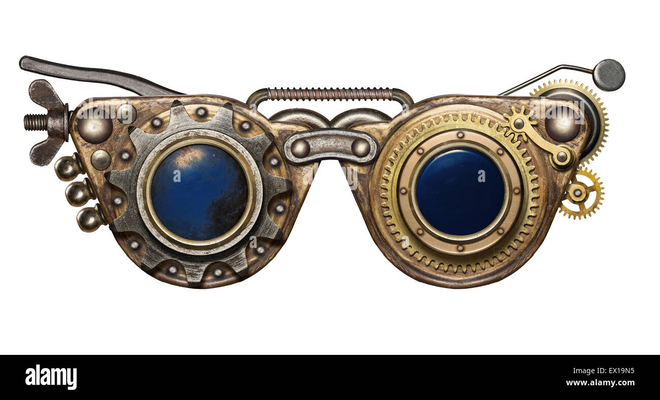 Steampunk goggles. Metal collage. Stock Photo