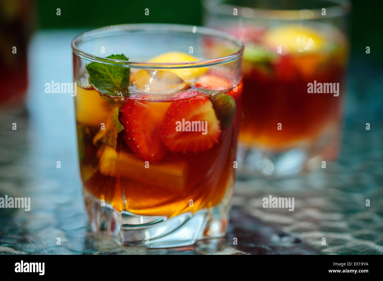 Traditional pimms and lemonade Stock Photo