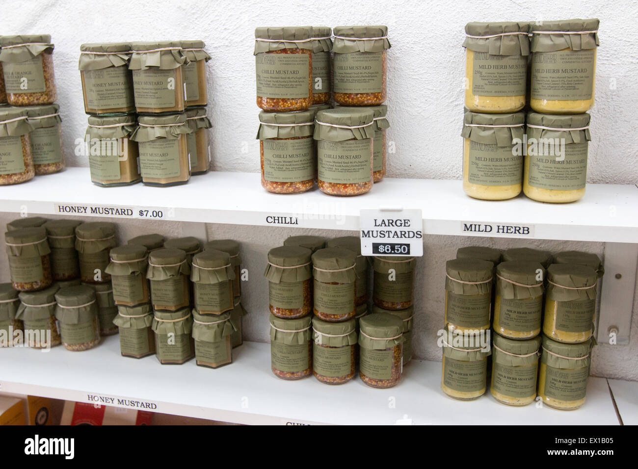 inside a traditional jams,mustards , mild herbs and condiments store in