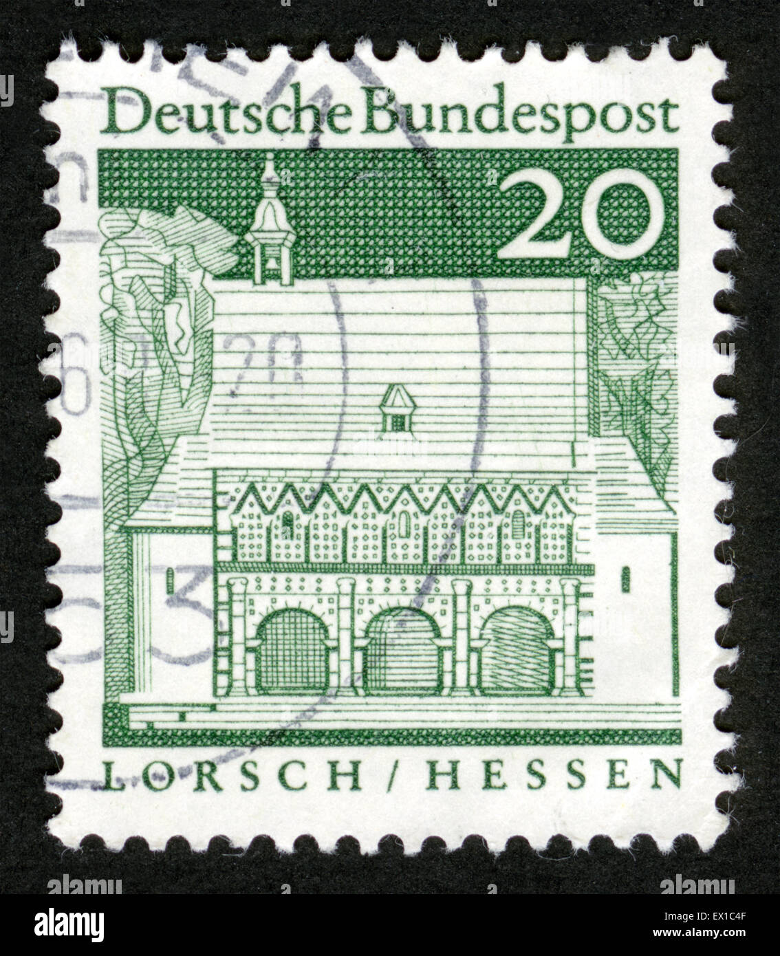 Carolingian gatehall, Lorsch, Hesse, postage stamp, Germany, 1966 Stock