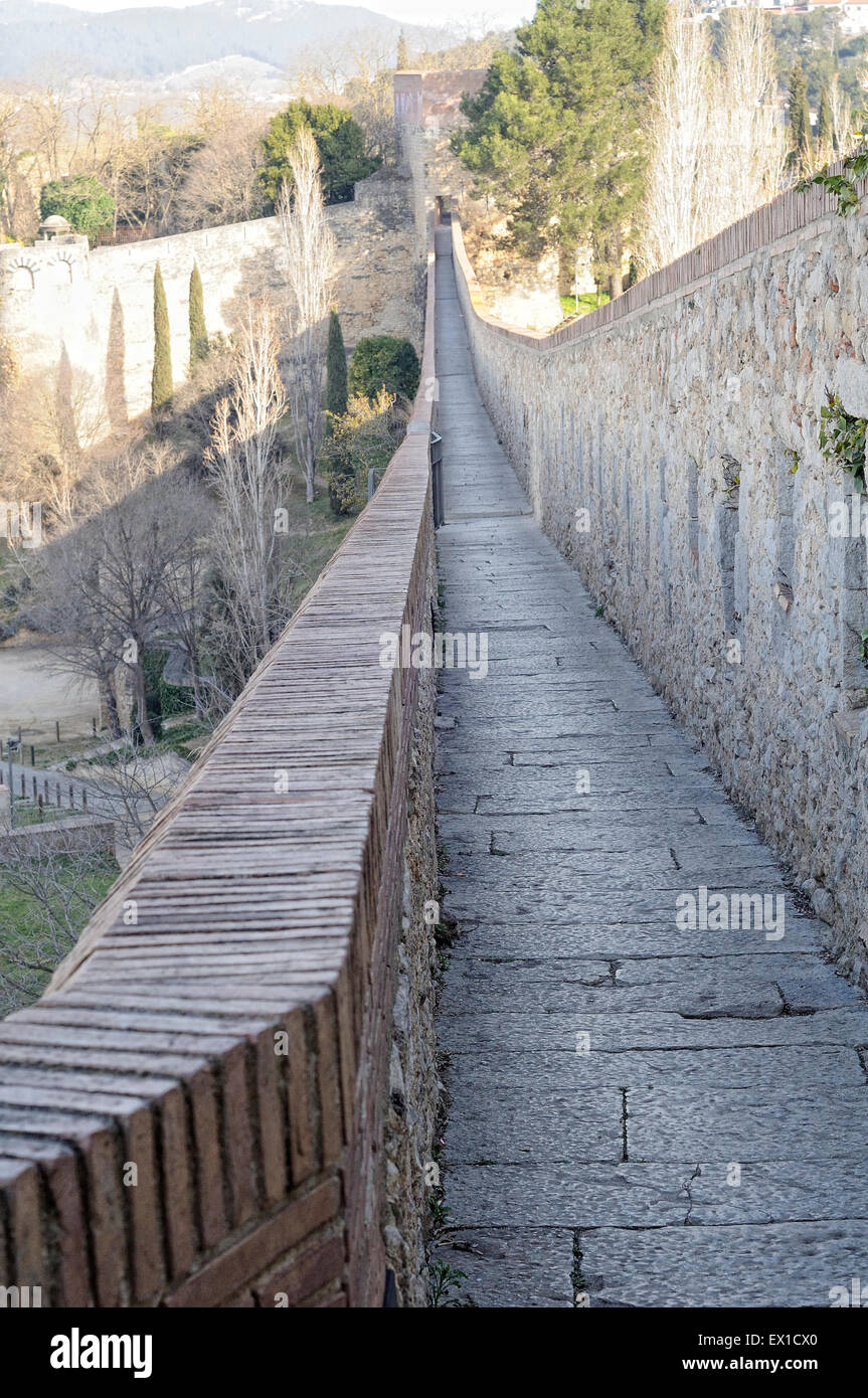 City wall of Gerona, Catalonia, Spain. Stock Photo