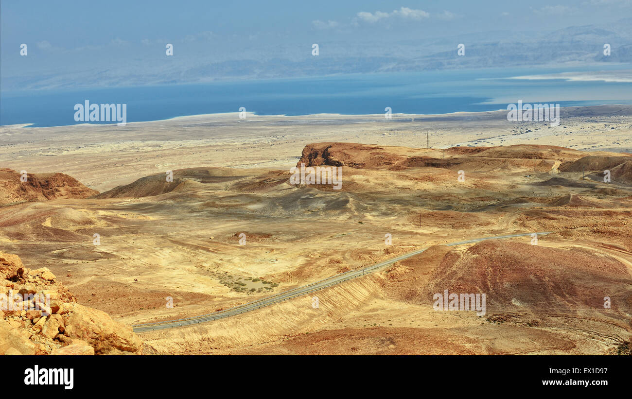 Beautiful desert and Dead Sea. Israeli landscape. Stock Photo