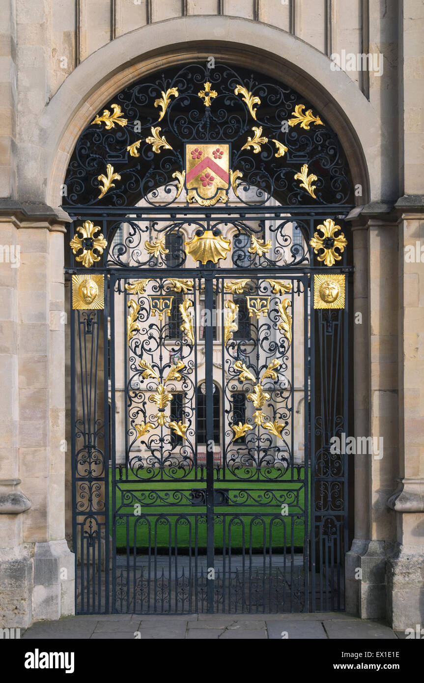 The ornate iron gate at the Radcliffe Square entrance to All Souls College at Oxford University Stock Photo