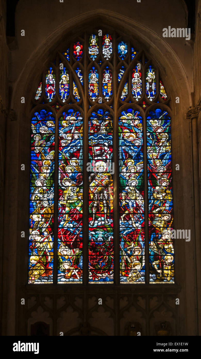 Stained glass window inside Christ Church College Chapel, Oxford Stock Photo