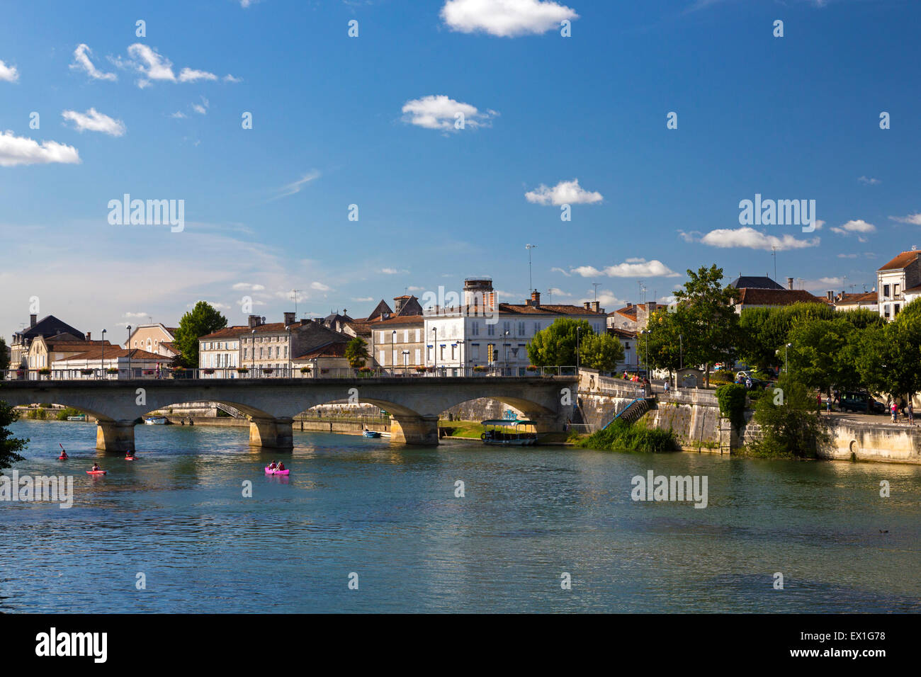 Charente river at Jarnac, Poitou Charentes, south west France Stock Photo