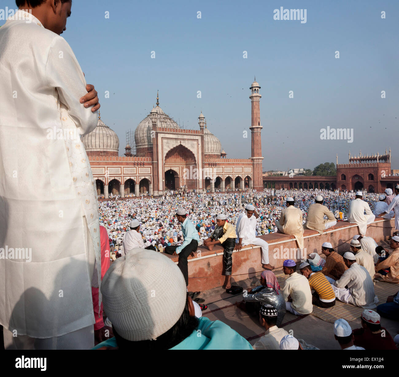 Festival of Eid-ul-fitr being celebrated at the Jama Masjid mosque in old Delhi, India. Stock Photo