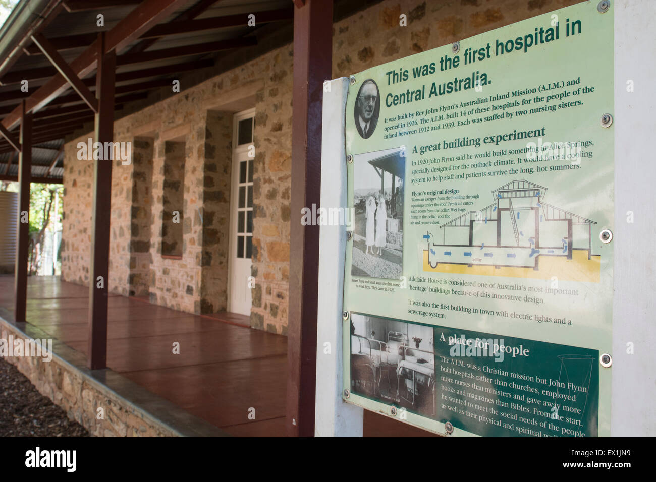 Australia, NT, Alice Springs. Historic district, first hospital in Central Australia, c. 1926. Stock Photo