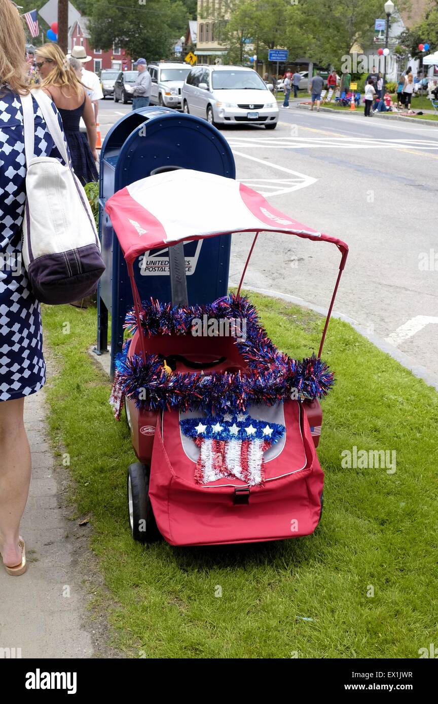 Patriotic Wagon at Old Fashioned 4th of July Celebration and Parade in
