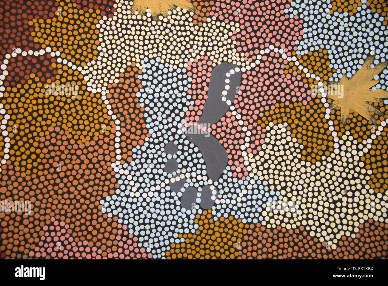 Australia, NT, Alice Springs. Detail of Aboriginal artwork with