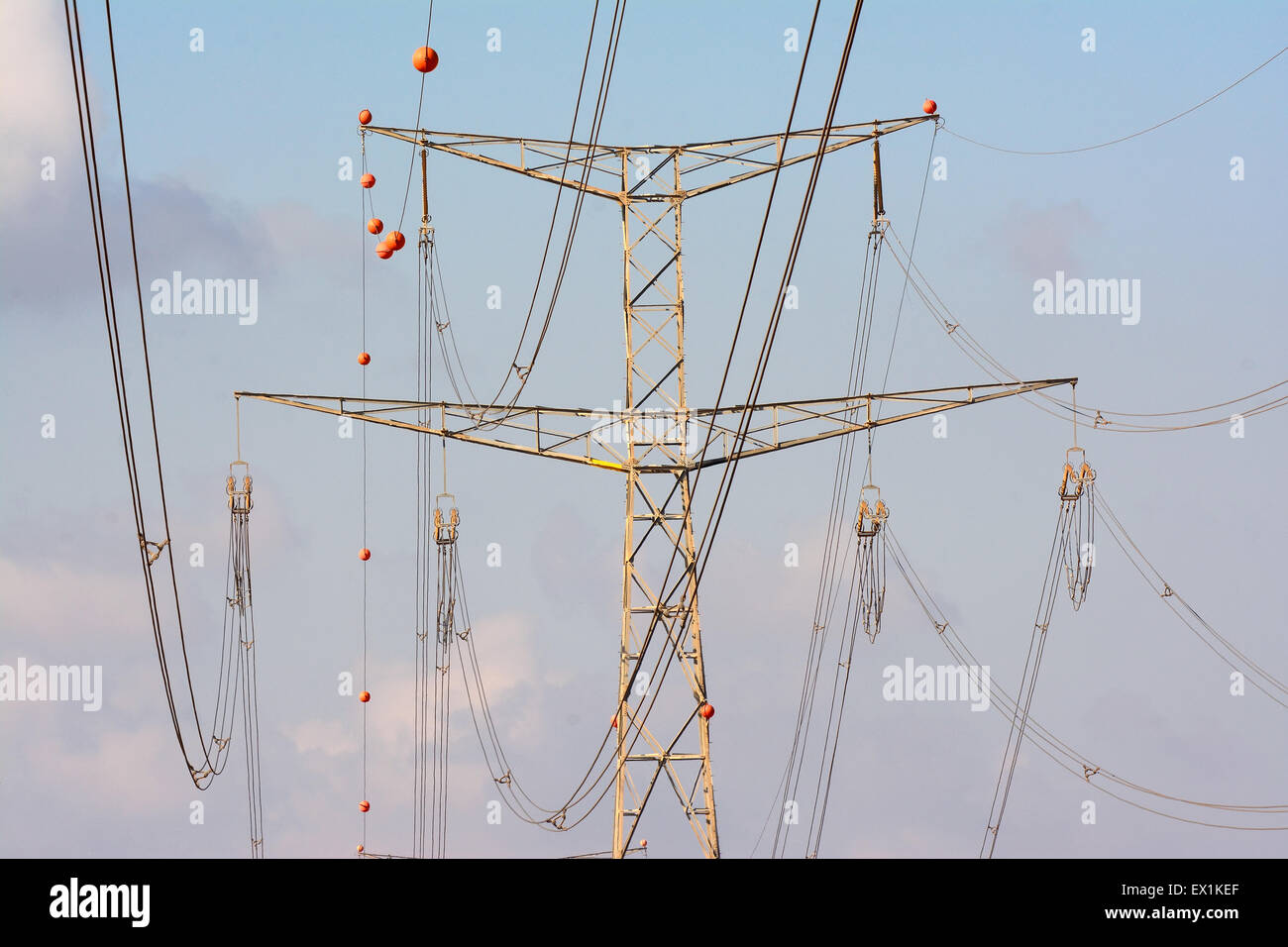 High voltage power line, Electricity Stock Photo