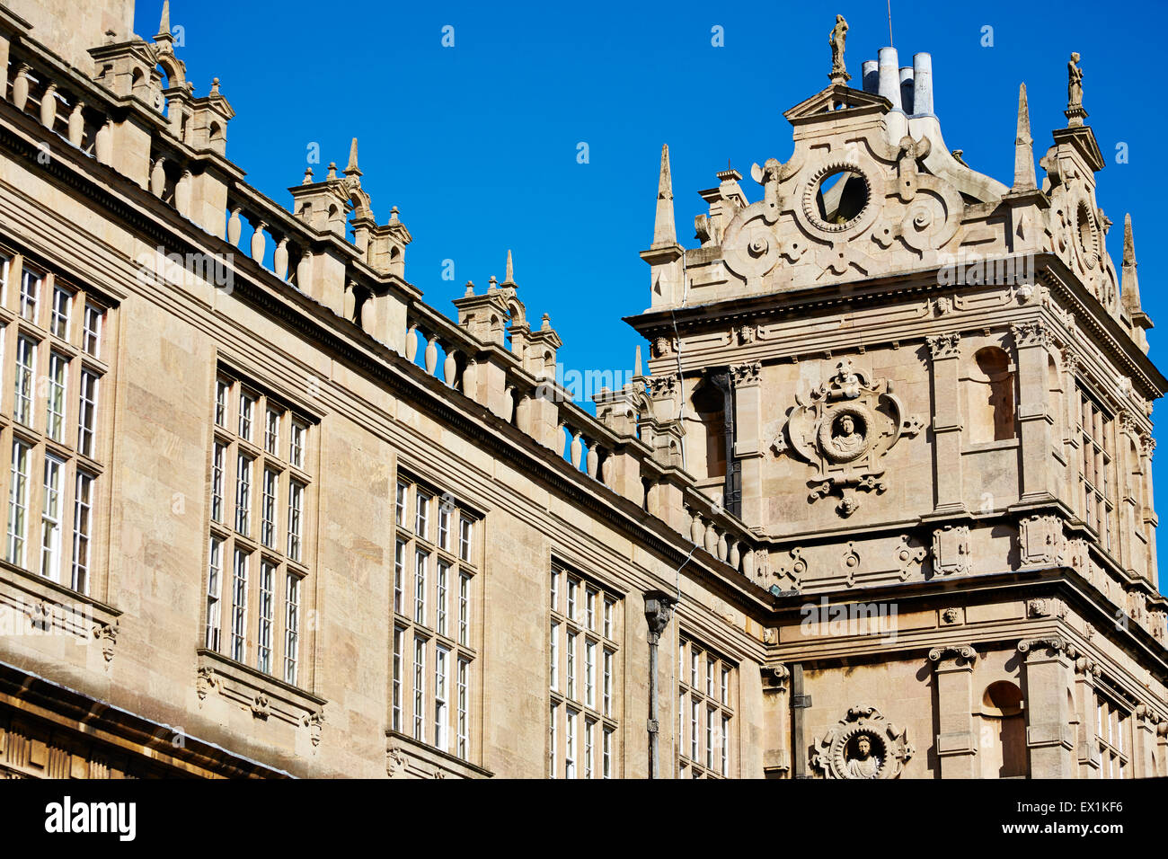 View of a section of  the Wollaton Hall building, Nottingham, England. Stock Photo