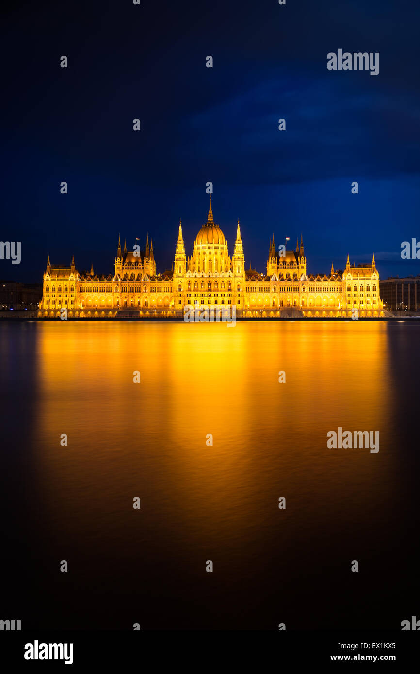 Hungarian Parliament Building in golden light, Budapest Stock Photo