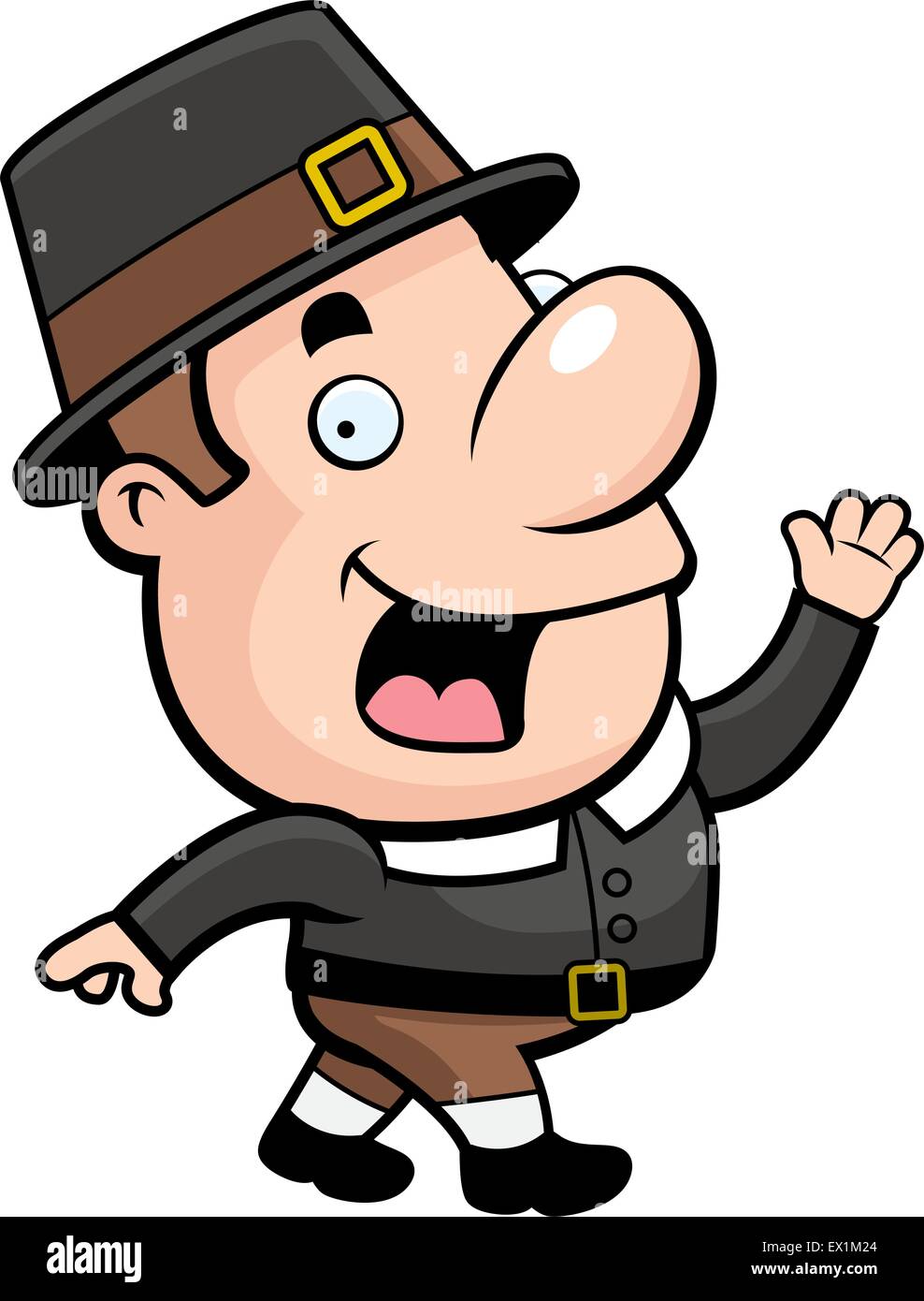 A happy cartoon pilgrim walking and smiling Stock Vector Image & Art - Alamy