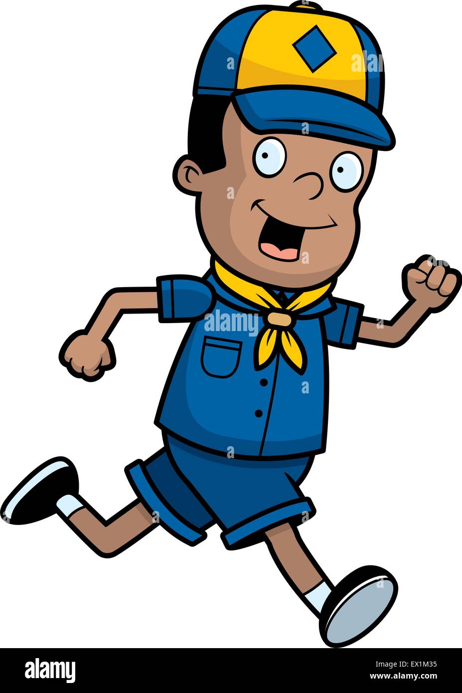 A happy cartoon cub scout running and smiling Stock Vector Image & Art