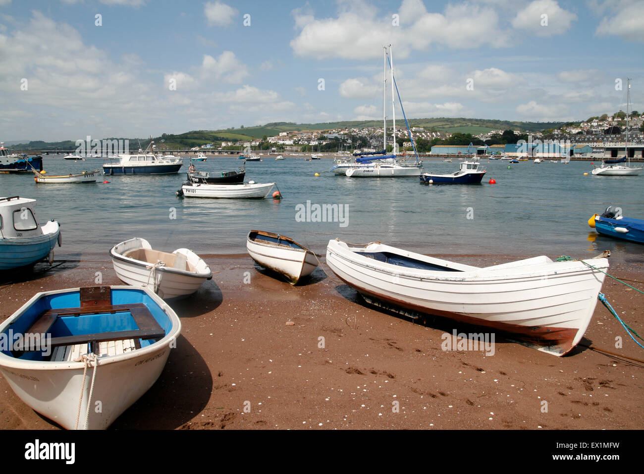 Boats  and beach Teignmouth  Devon England UK Stock Photo