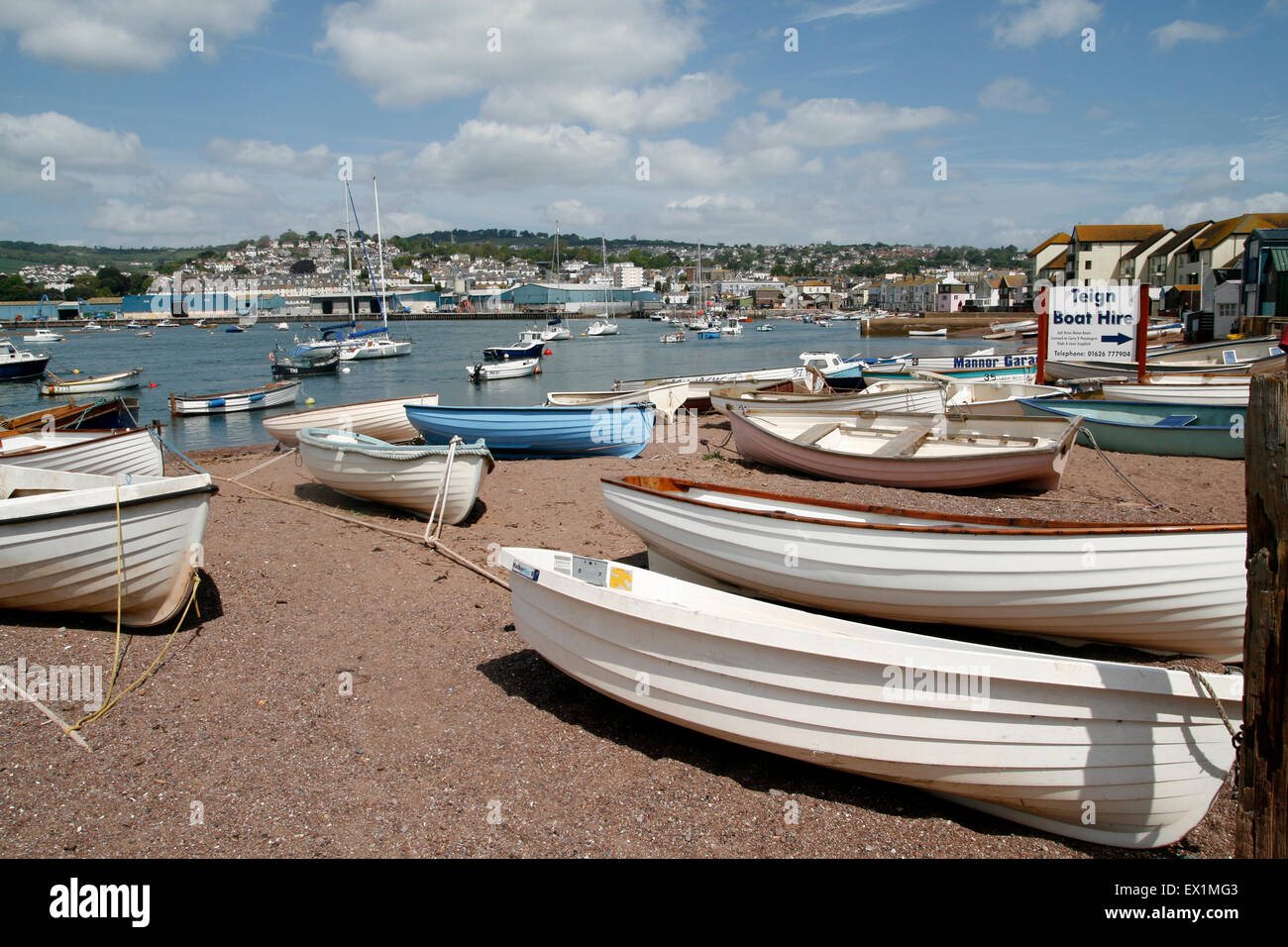 Boats  and beach Teignmouth  Devon England UK Stock Photo