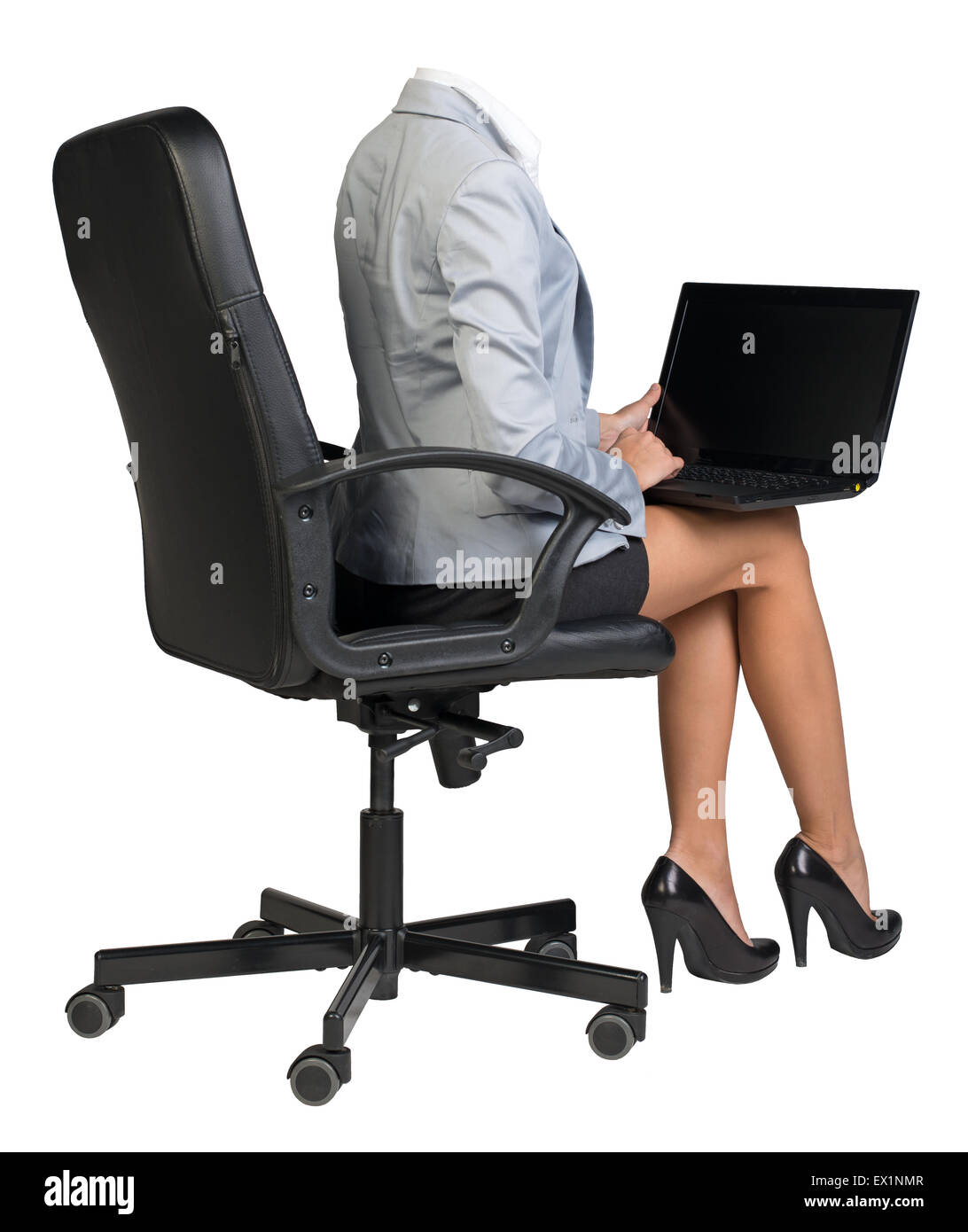 Woman body sitting in chair Stock Photo