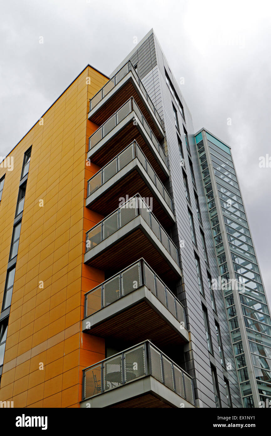 A view of a block of highrise flats at Riverside, Norwich, Norfolk