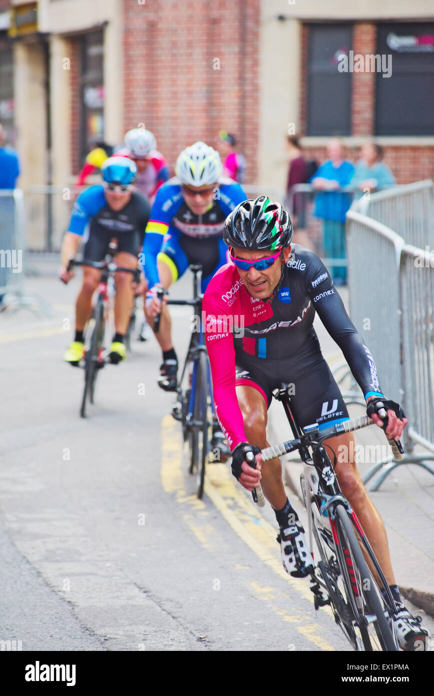 Cycle road race. Cyclist in the Bristol Grand Prix cycle race men's elite, UK Stock Photo