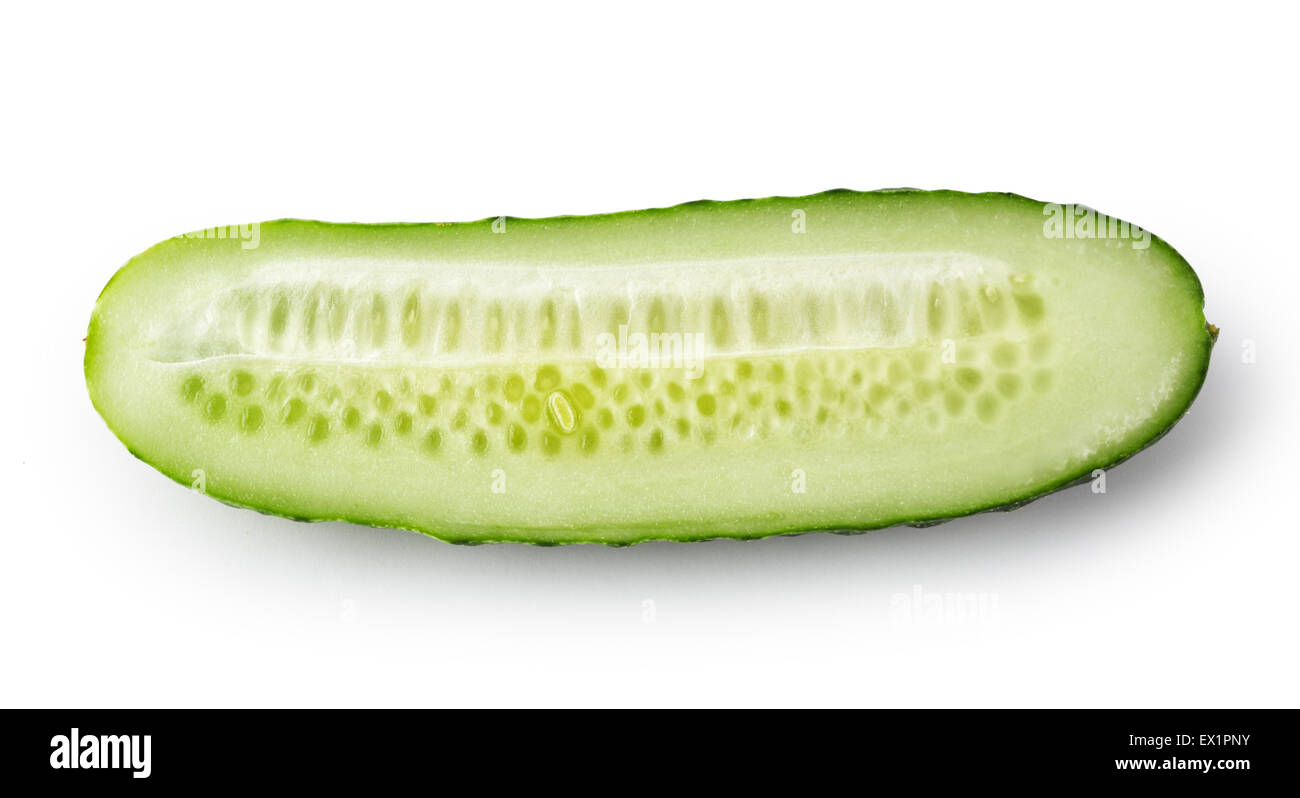 Half sliced cucumber isolated on white background Stock Photo