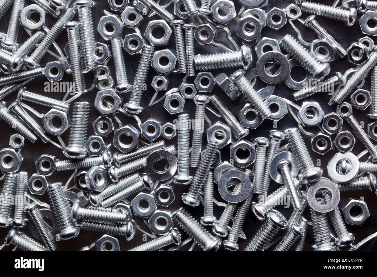 Nuts and bolts background Stock Photo