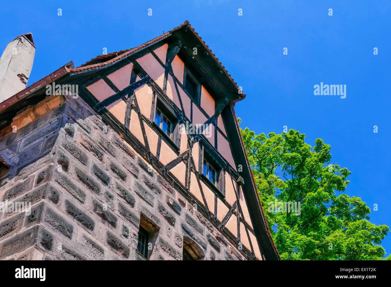 A typical halftimbered facade in Nuremberg, Franconia, Bavaria