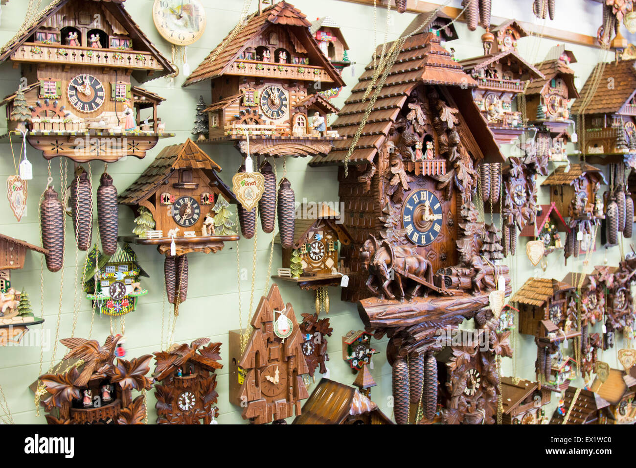 Cuckoo clocks for sale in a store in the regional new south wales town
