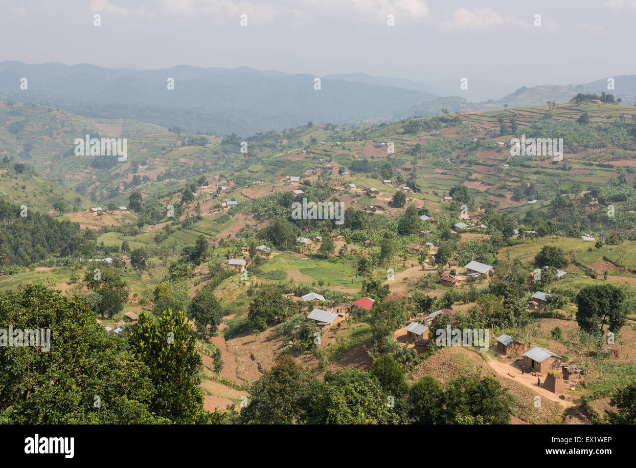 Photo of Ugandan villages enroute to Bwindi Impenetrable Forest, Uganda Stock Photo