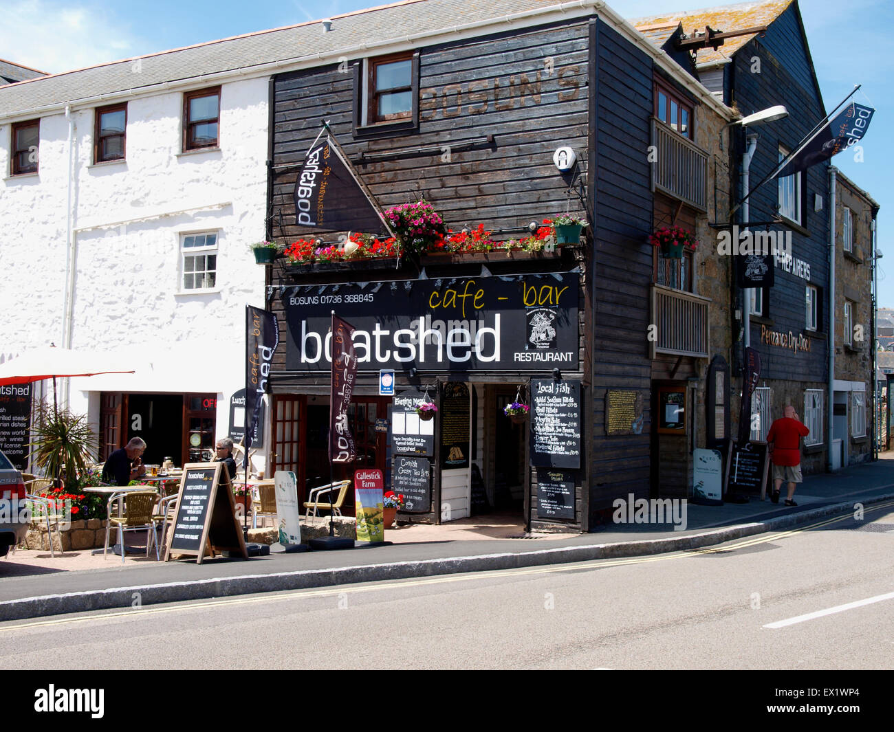 Boatshed café, bar and restaurant, Penzance Harbour, Cornwall, UK Stock