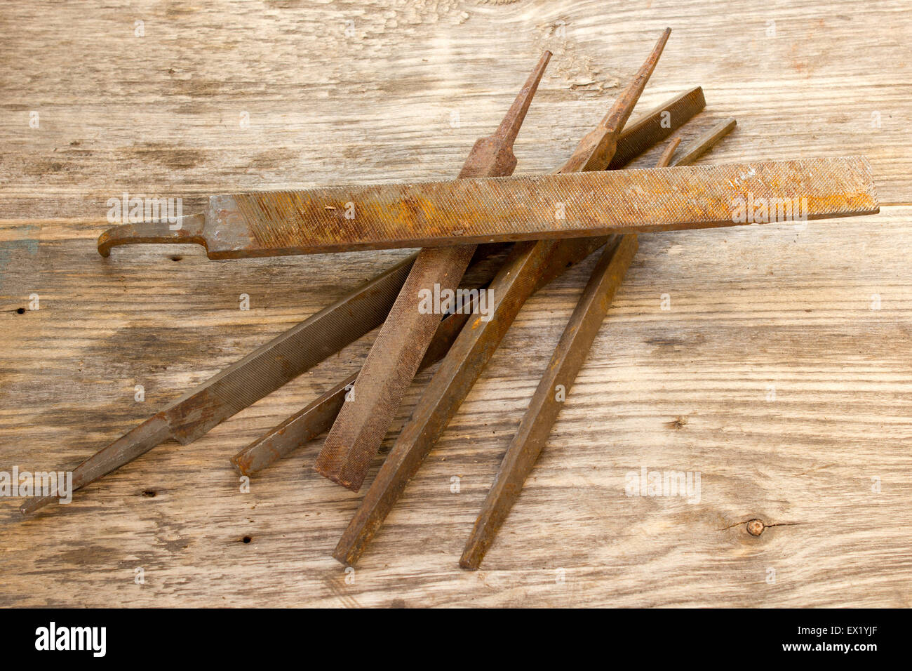 various different steel retro rusty rasp file tool collection isolated ...
