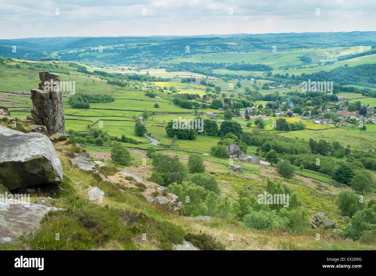 Veiw of the Derwent Valley from curbar edge. Stock Photo