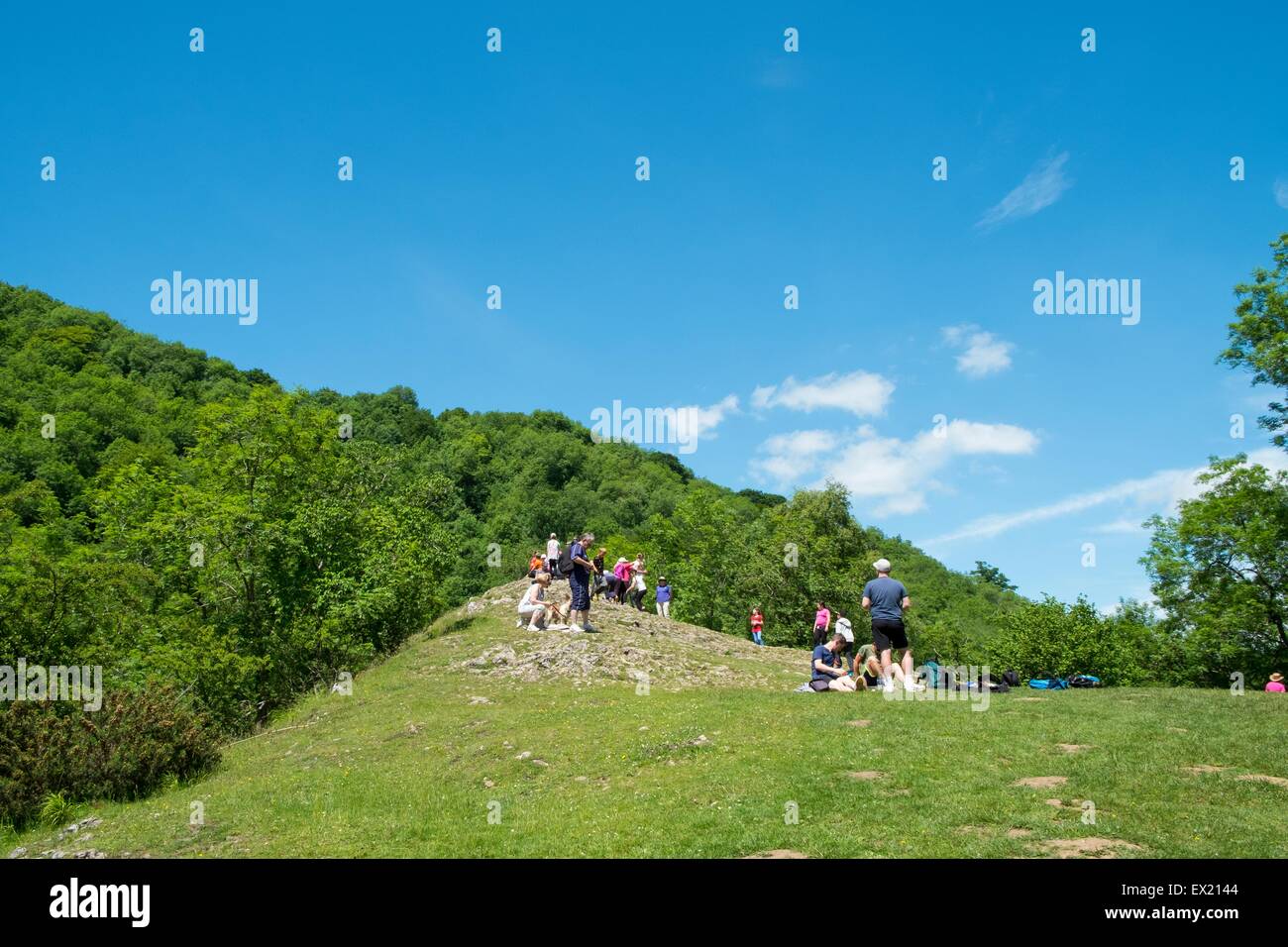 Tourists at 'lovers leap' Dovedale. Stock Photo