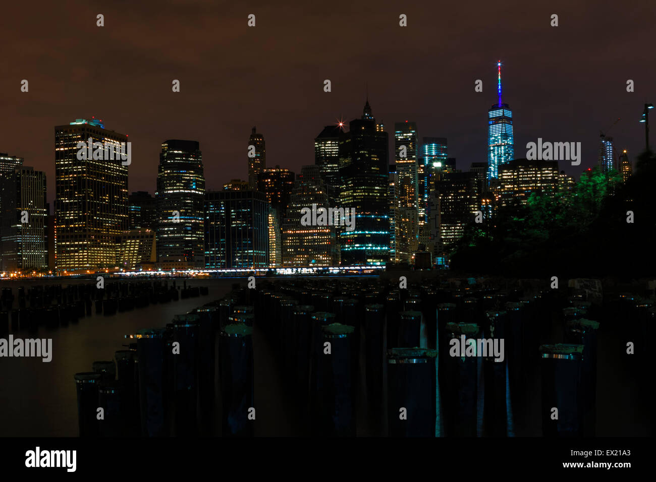 Bright lights of New York City at night Stock Photo - Alamy