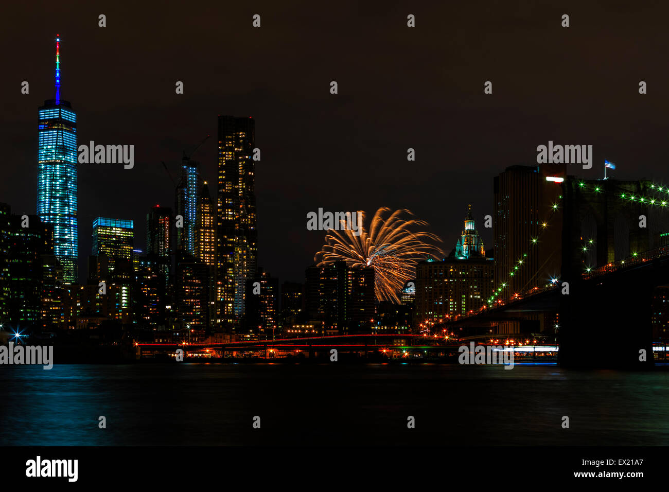 Bright lights of New York City at night Stock Photo - Alamy