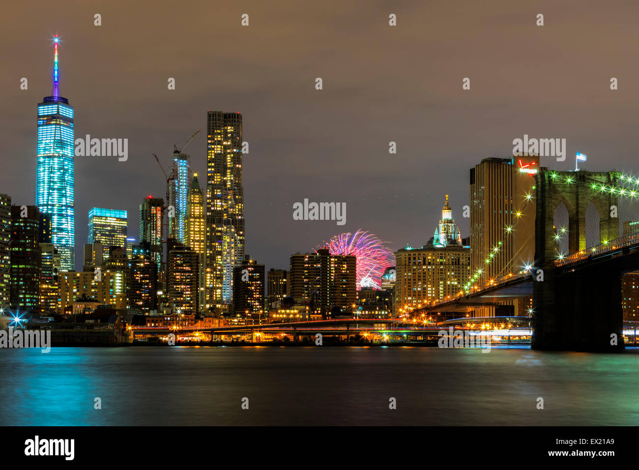 Bright lights of New York City at night Stock Photo - Alamy
