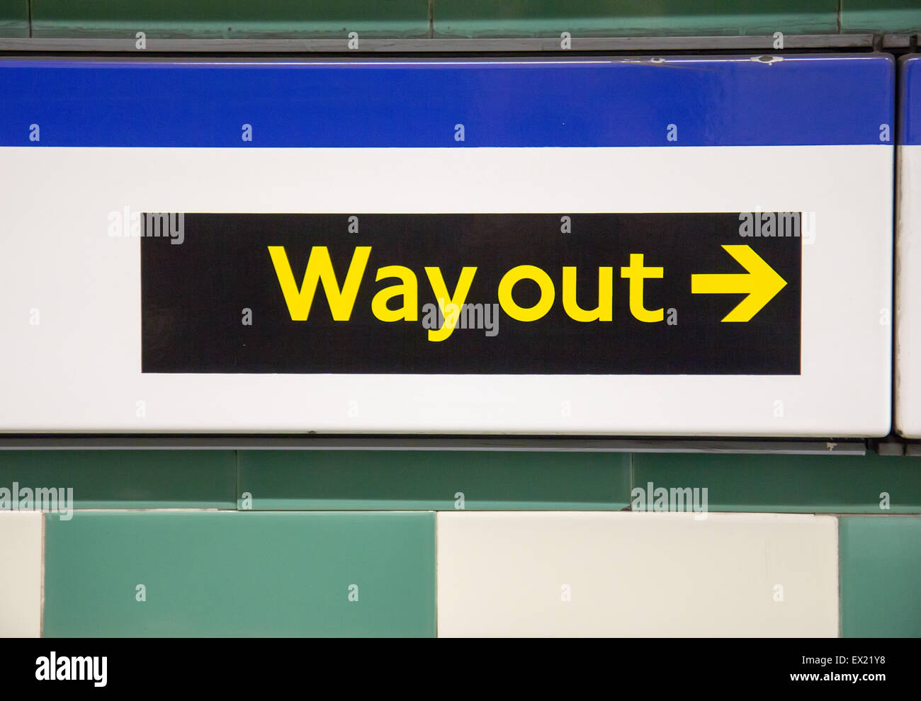 Way out sign in London underground Stock Photo